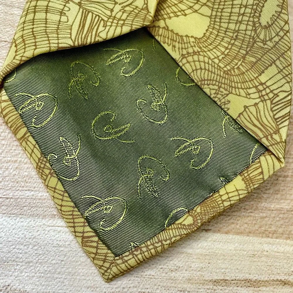 Christian Lacroix Paris Abstract Gold/Brown Silk Tie.
